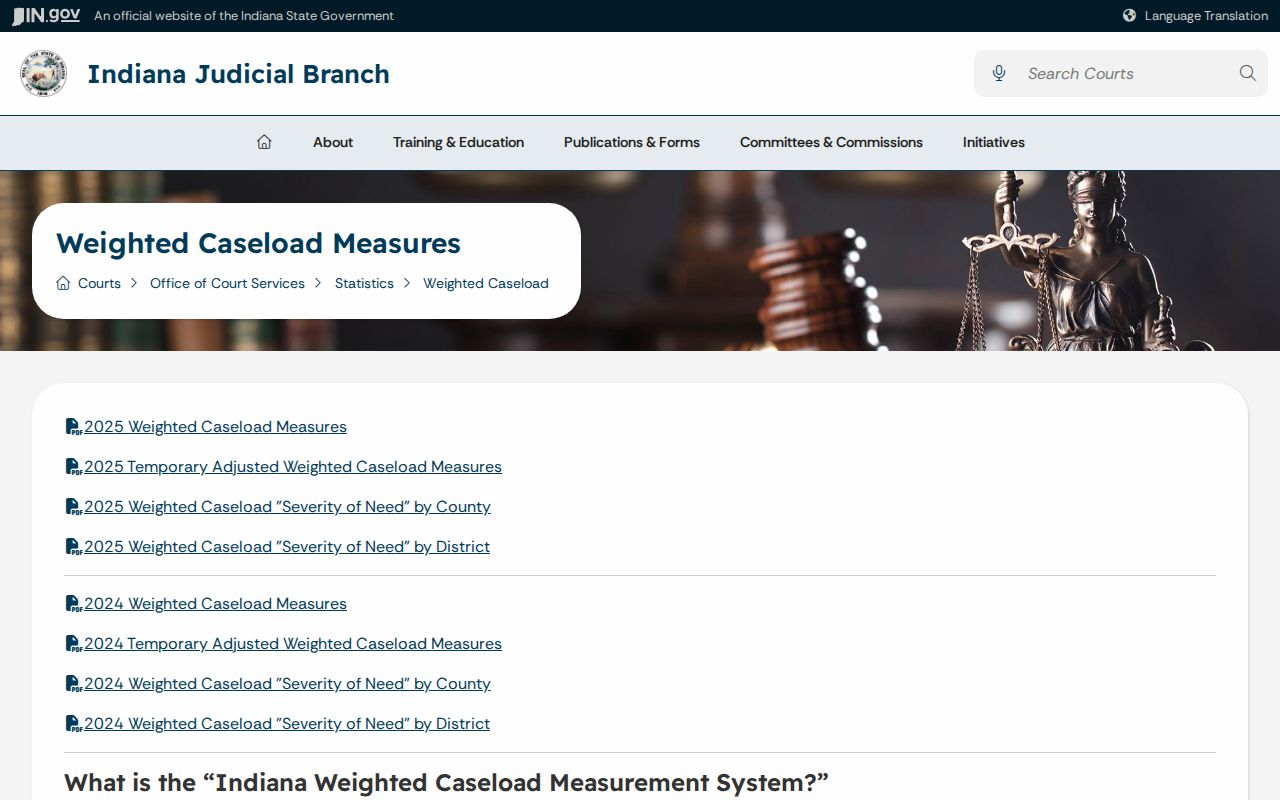 Wells County civil court dockets weighted caseload source