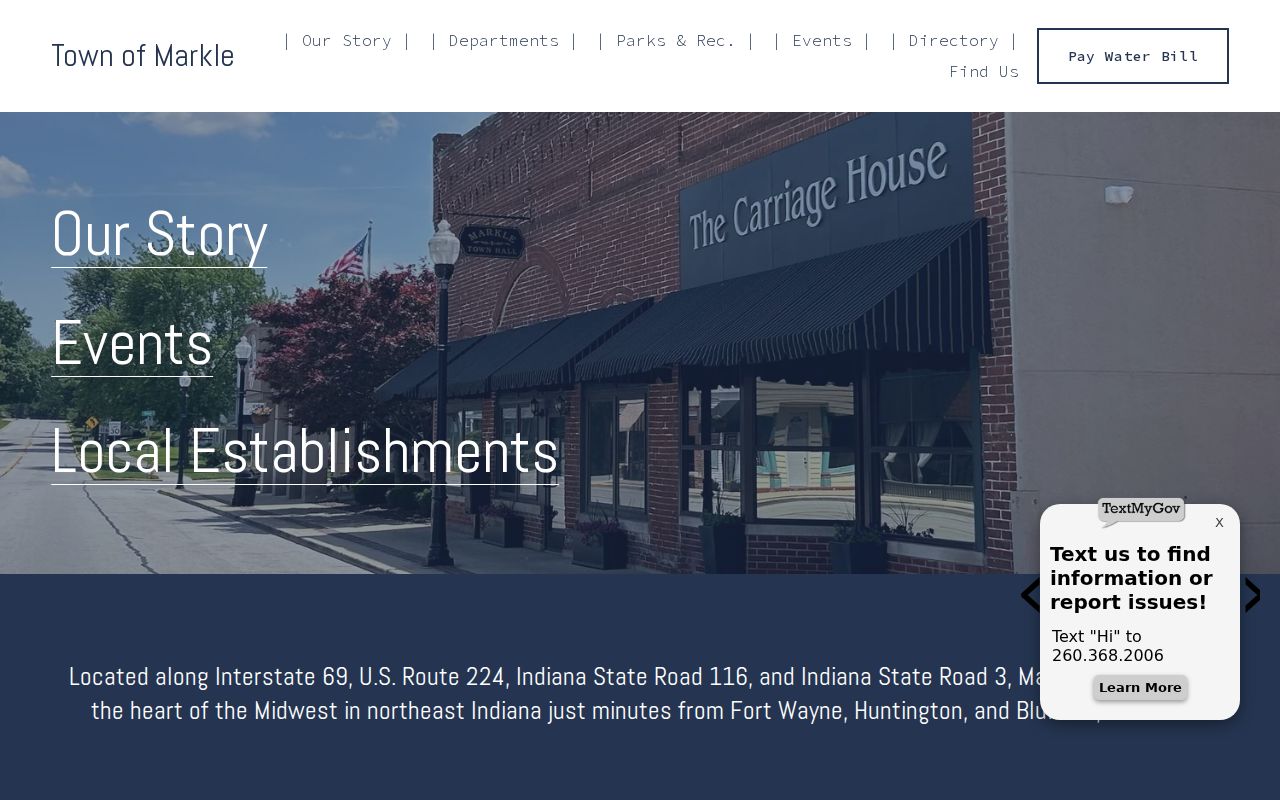 Markle court records routing through the official town site