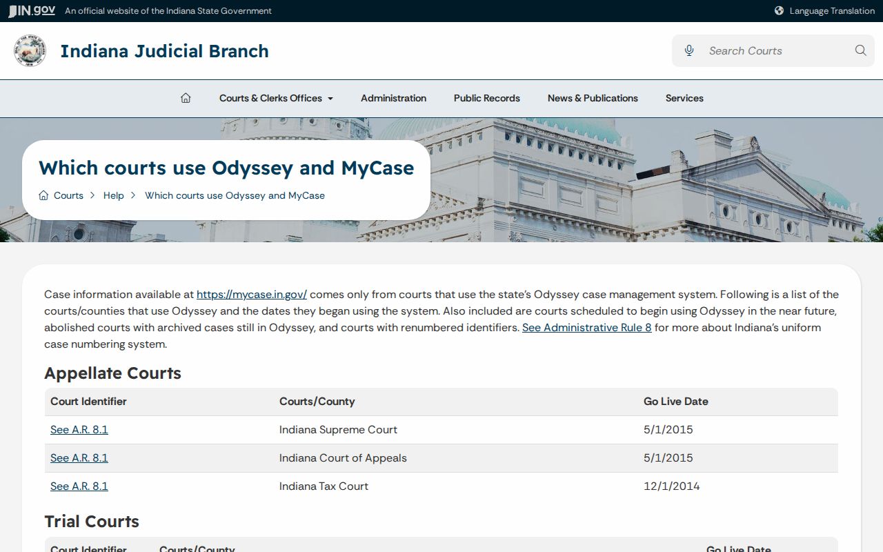 Ossian court records in Indiana Odyssey court coverage