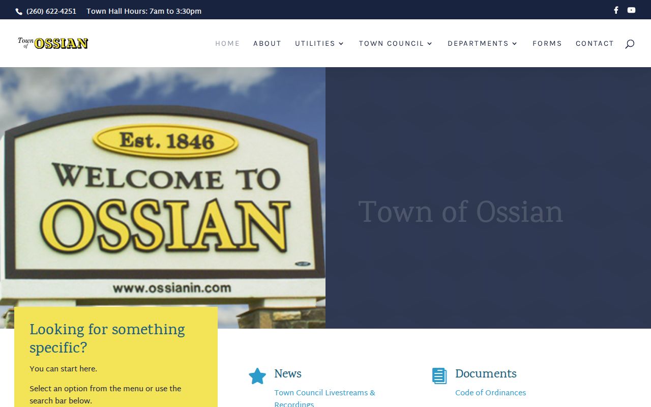 Ossian court records routing on the official town website
