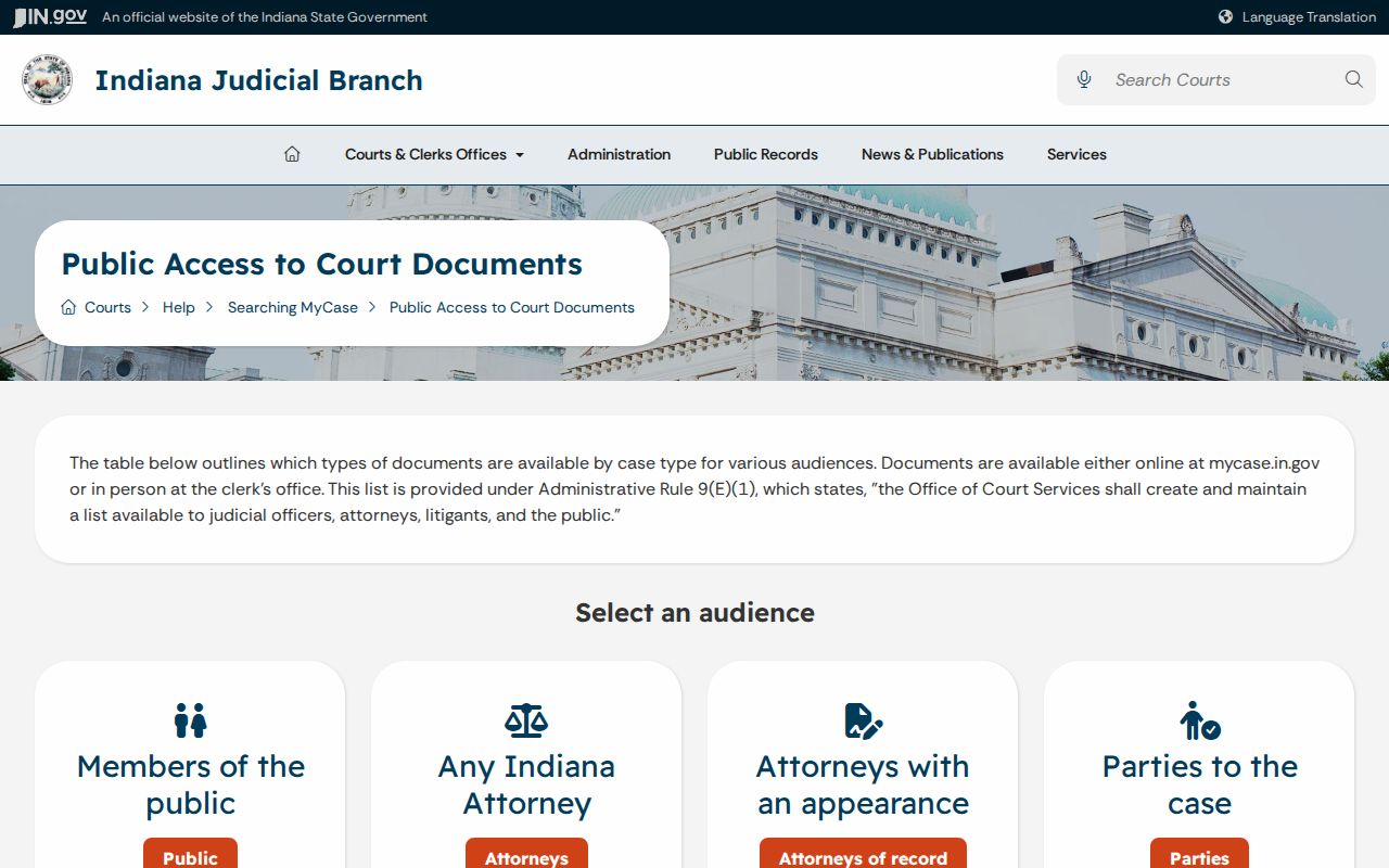 Wells County court records MyCase document access matrix